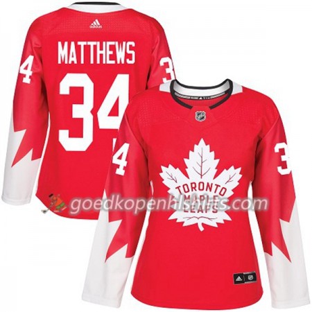 Toronto Maple Leafs Auston Matthews 34 Adidas 2017-2018 Rood Alternate Authentic Shirt - Dames
